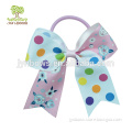 printed logo cheer leading bows,polka dots cheer bows ponytail